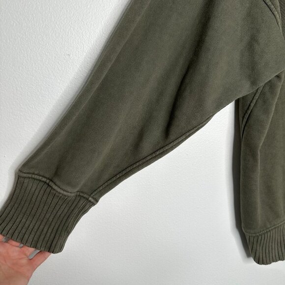 Aerie Down to Earth 1/4 Zip Sweatshirt Green Oversized Size L - Picture 3 of 8